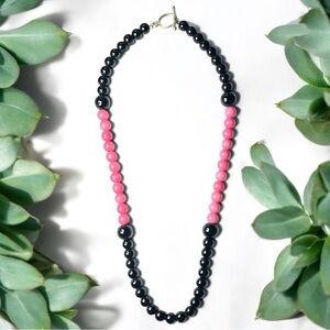 Onyx & Pink Jade Stone Necklace